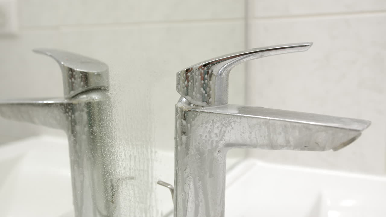 Dettaglio di spray anticalcare usato per pulire il calcare nel bagno