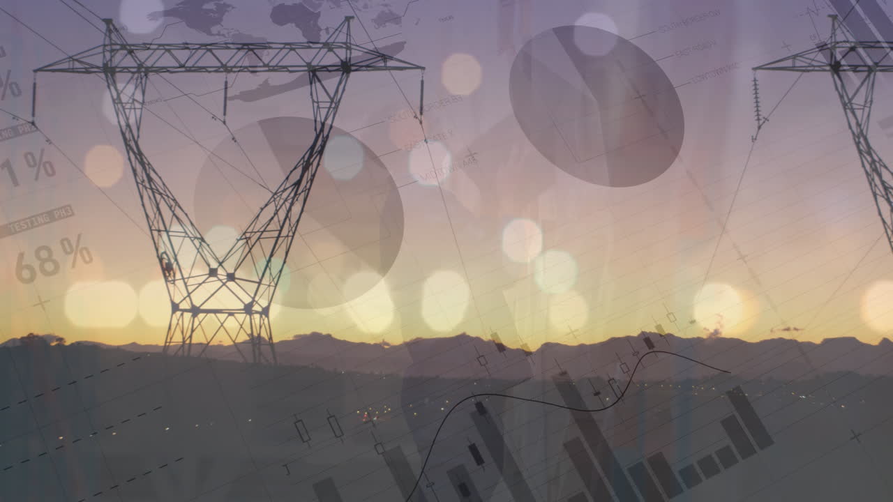 Animation of data processing over pylons