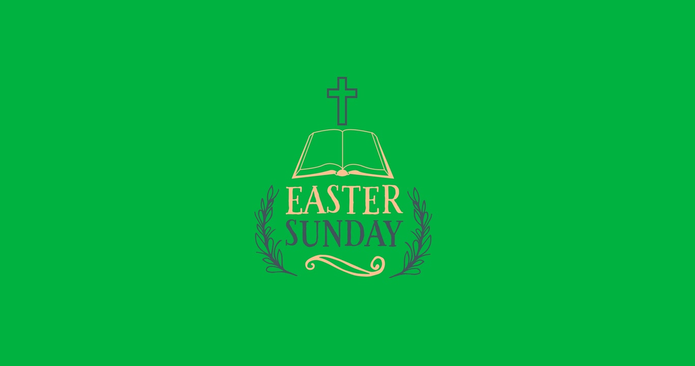 Easter sunday text banner with bible and cross icon against transparent background