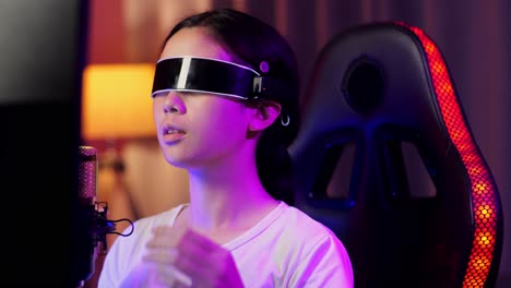 young girl experiencing virtual reality headset