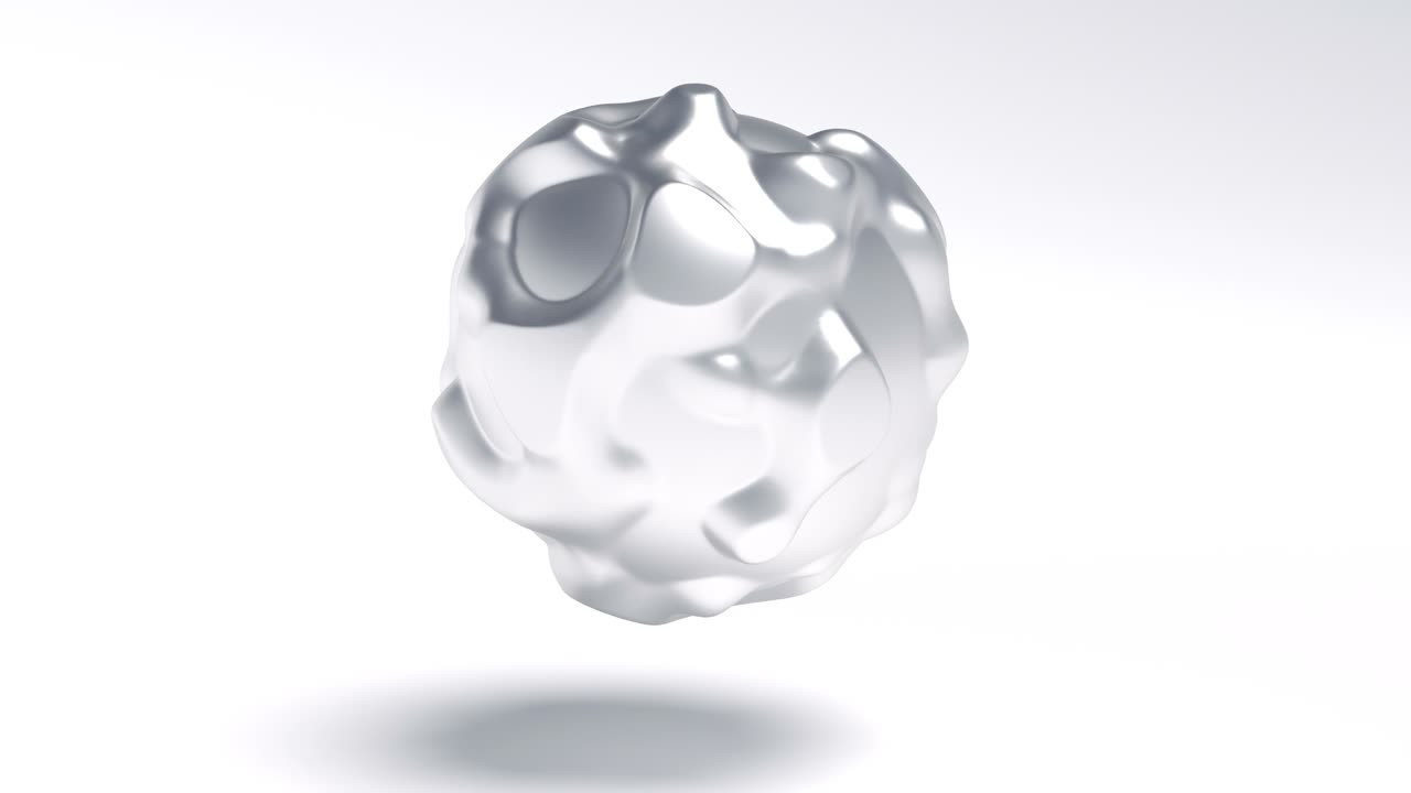 3d 스타일의 금속 구 모양의 소음 유동 예술은 4k를 원활하게 루프 할 수 있습니다.