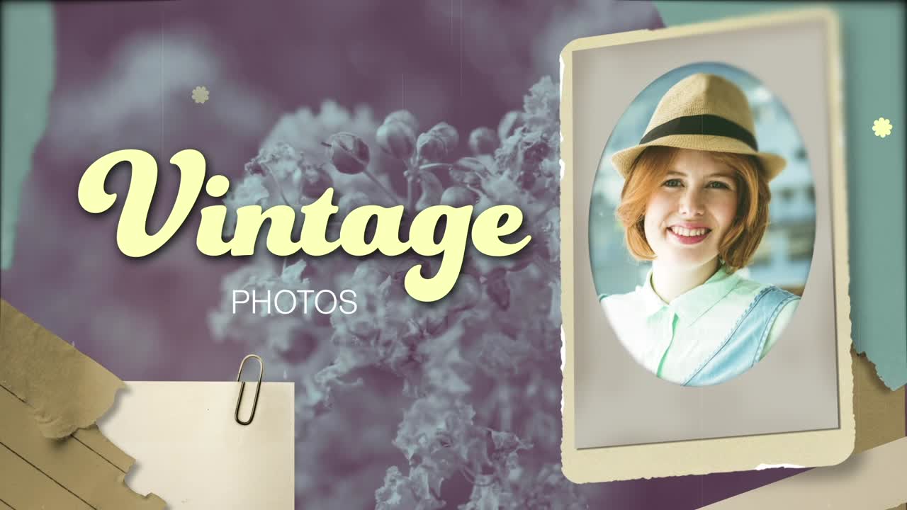 Álbum de fotos vintage con personas sonrientes