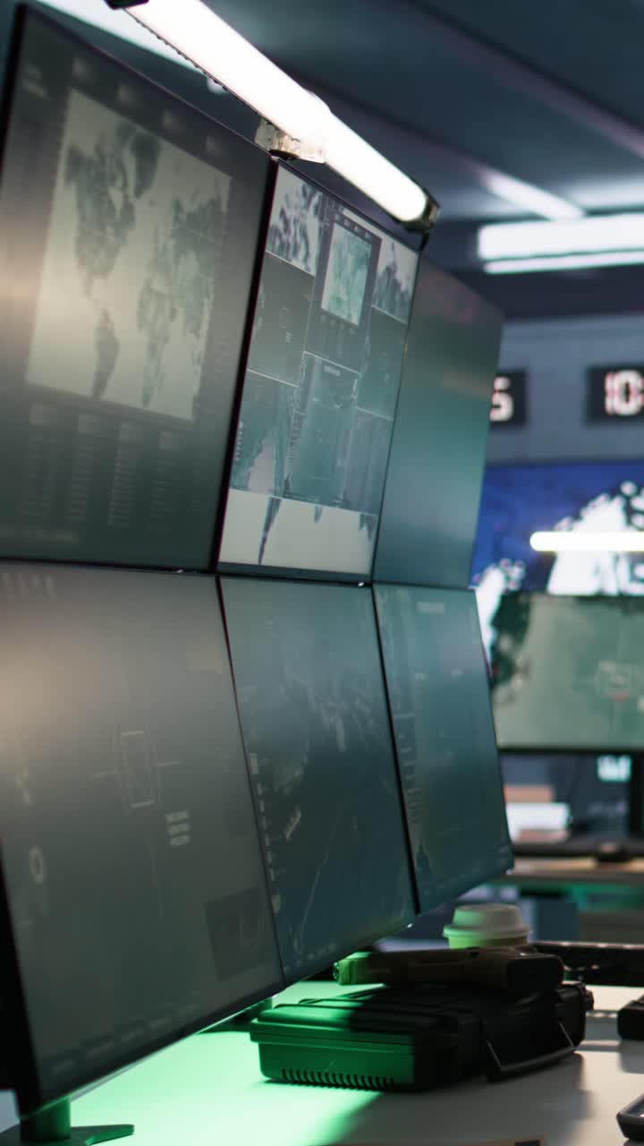 Video verticale: Base militare con sistemi radar che proteggono i confini da attacchi a sorpresa.