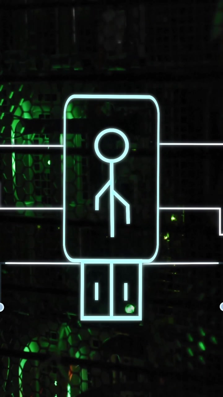 Stregfigur inde i USB-symbol med kredsløbsforbindelser, digital sikkerhedsanimation