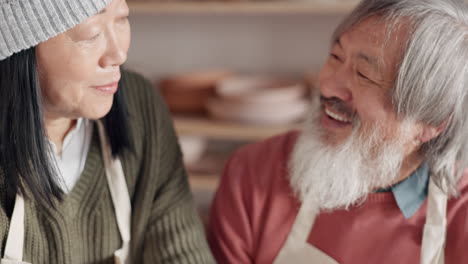 senior couple, pottery class