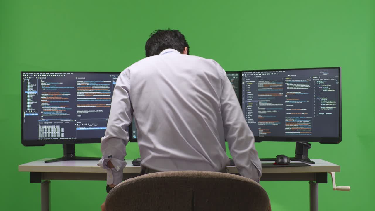 Programmer Working on Multiple Monitors