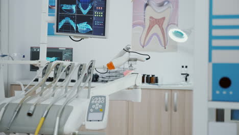 close up of professional dental stomatology equipment in modern bright office