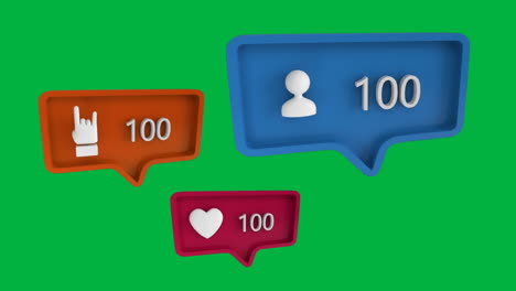 iconos con un número creciente en las redes sociales