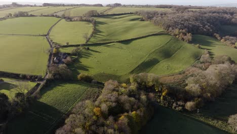 Reino-Unido-Cotswold-Paisaje-Campo-Hermoso-Otoño-Antena-Inglaterra