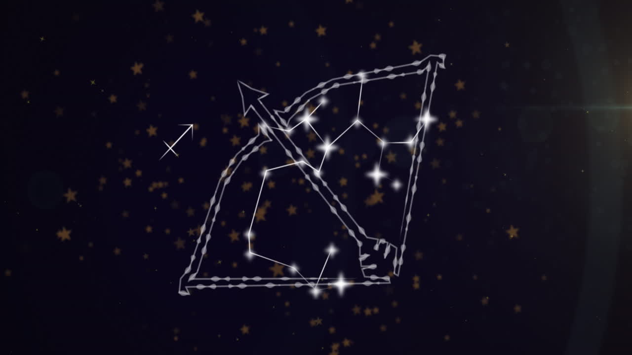 배경 의 연기 구름 에 있는 사기타리우스 별자리 의 애니메이션