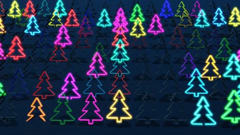 christmas card with multicolor garland, light bulbs in form of christmas tree on plane. beautiful looping new year composition. new year banner, neon garland or christmas toys in form of christmas tree