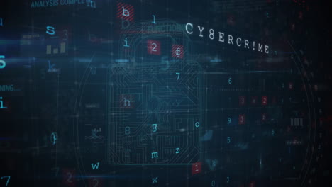 animación del candado de seguridad sobre el procesamiento de datos en fondo oscuro