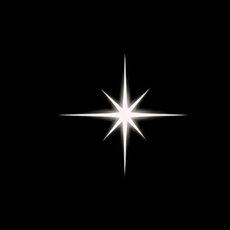 Radiant star on dark background animation isolated asset, transparent 4K video, alpha channel