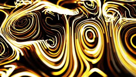 el flujo amarillo de partículas forma líneas de brillo rizadas o rayas de luz como rastros de brillo, las líneas forman un patrón giratorio como ruido de rizado. bucle 3d abstracto como fondo festivo creativo brillante