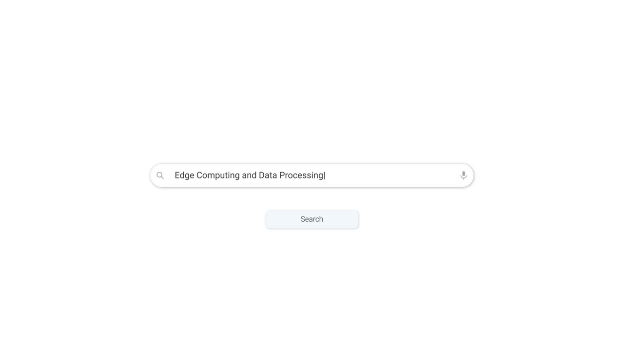 Mouse Cursor Typing 'Edge Computing and Data Processing' into Search Bar
