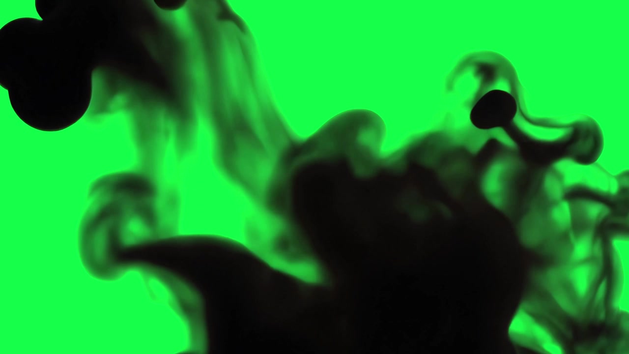 Black ink swirl animation, transparent 4K video, green screen