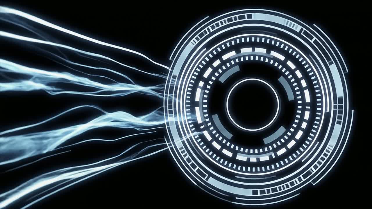 Futuristic Digital Interface with Flowing Data Lines