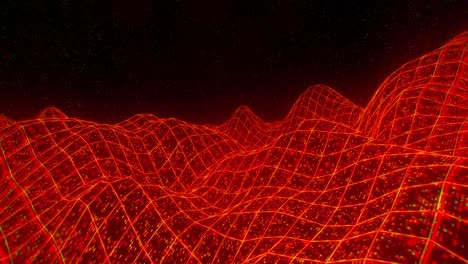 Landscape-terrain-flyover-binary-retro-video-game-3d-vector-arcade-wireframe-4k