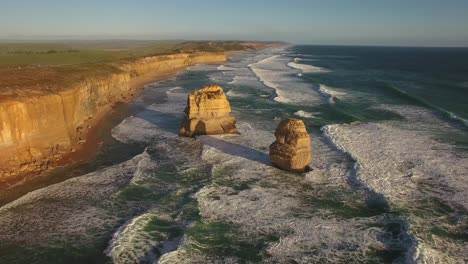 sunset drone shot of the great ocean road