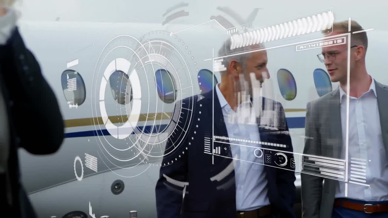 다양한 비즈니스 사람들을 통해 데이터 처리를 통해 범위 스캔의 애니메이션.