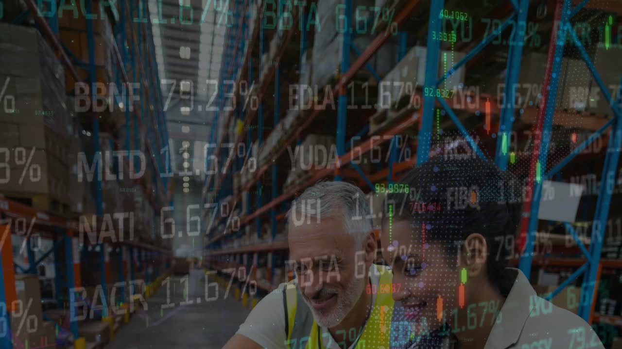 animación del procesamiento de datos sobre las personas que trabajan en el almacén