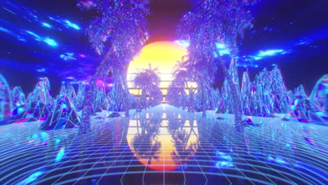 retro futuristic cyberpunk landscape