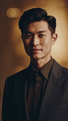 portrait of a young asian man in a suit