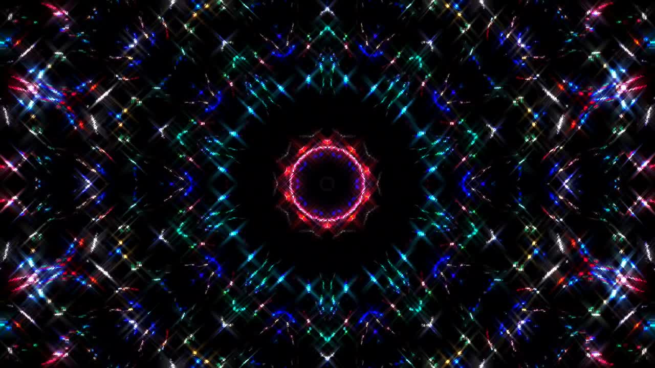 líneas abstractas luz colorida brillante forma redonda en el centro, fondo negro