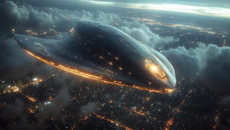 ufo over a city at night