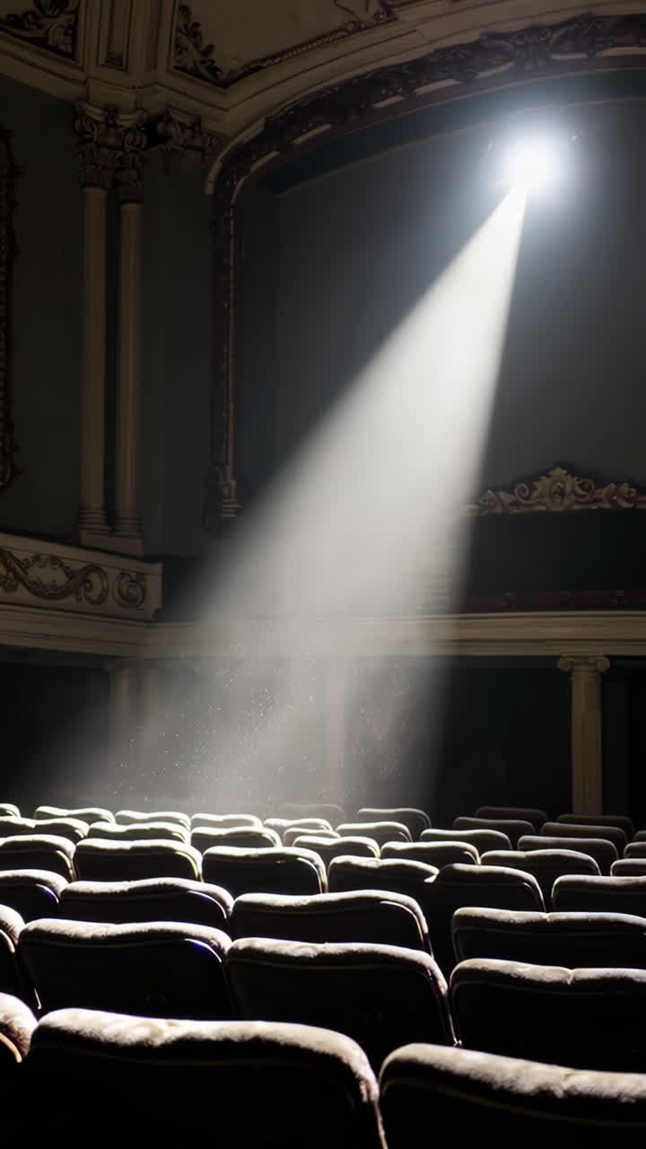 Empty Vintage Theater with Spotlight