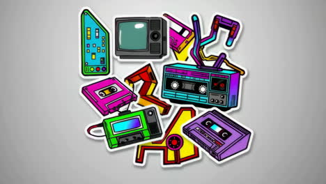 retro electronics stickers collection