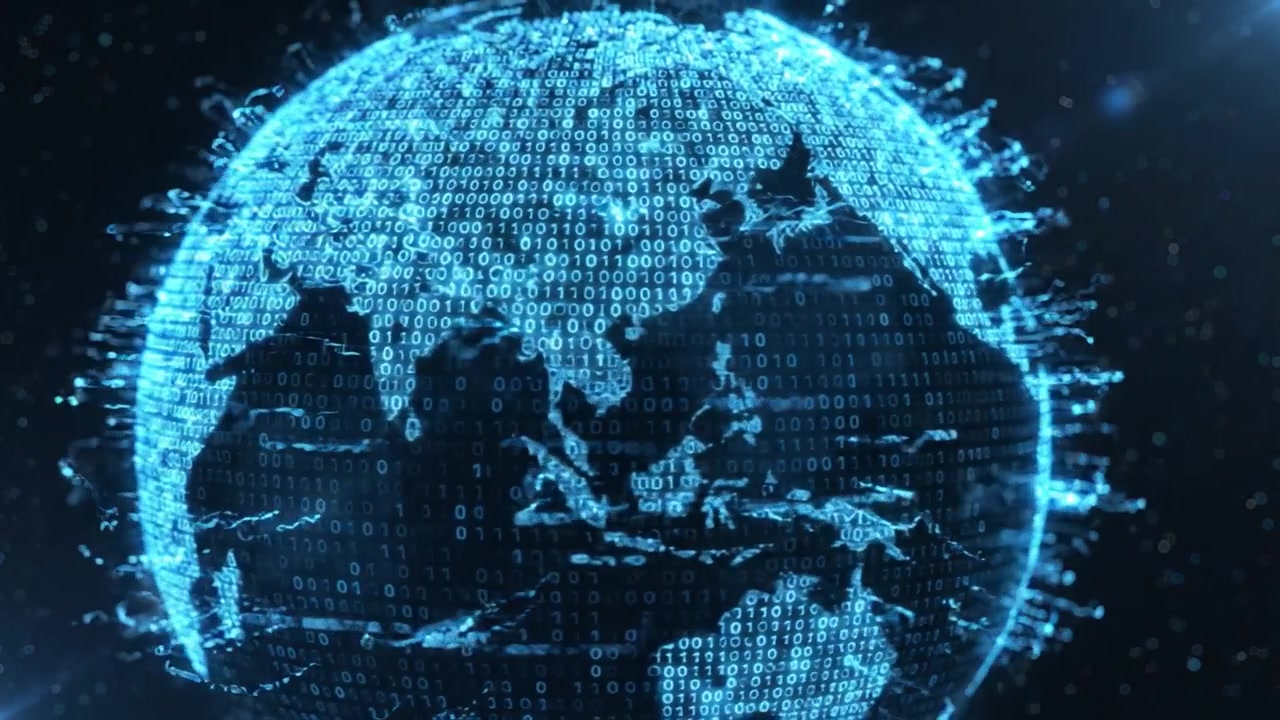 A Stunning Visualization of a Digital Earth Surrounded by Binary Code, Highlighting the Interconnection Between Technology and Our Planet