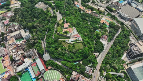 an aerial view of a city with lots of trees