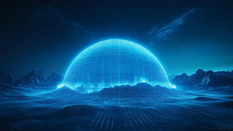cyberpunk sphere landscape