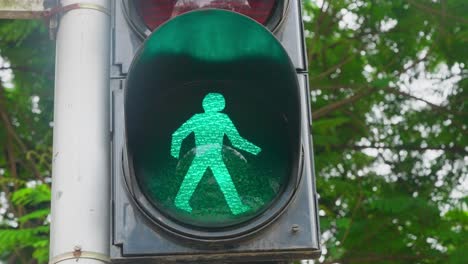 green traffic signal with a padestian sigh - goldy