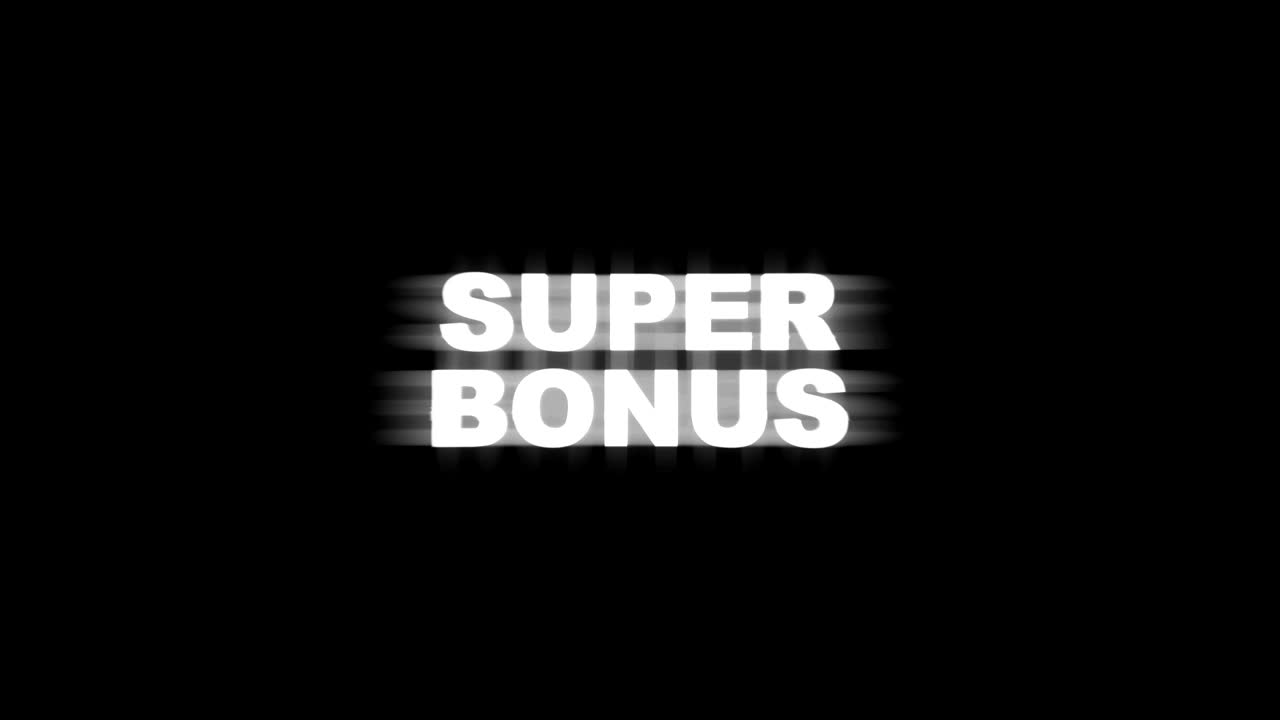 SUPER BONUS Glitch-Textanimation, Rendering, Hintergrund, mit Alpha-Kanal, Loop.