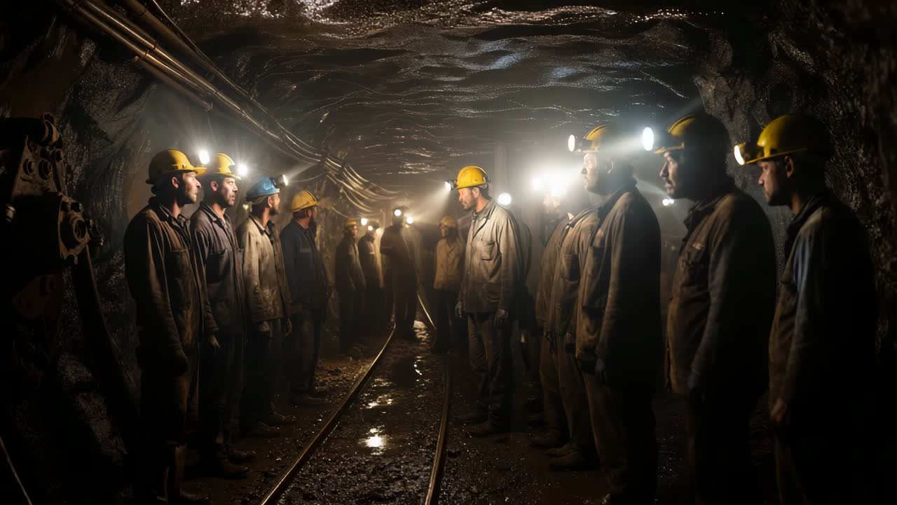 mineros en un túnel de la mina