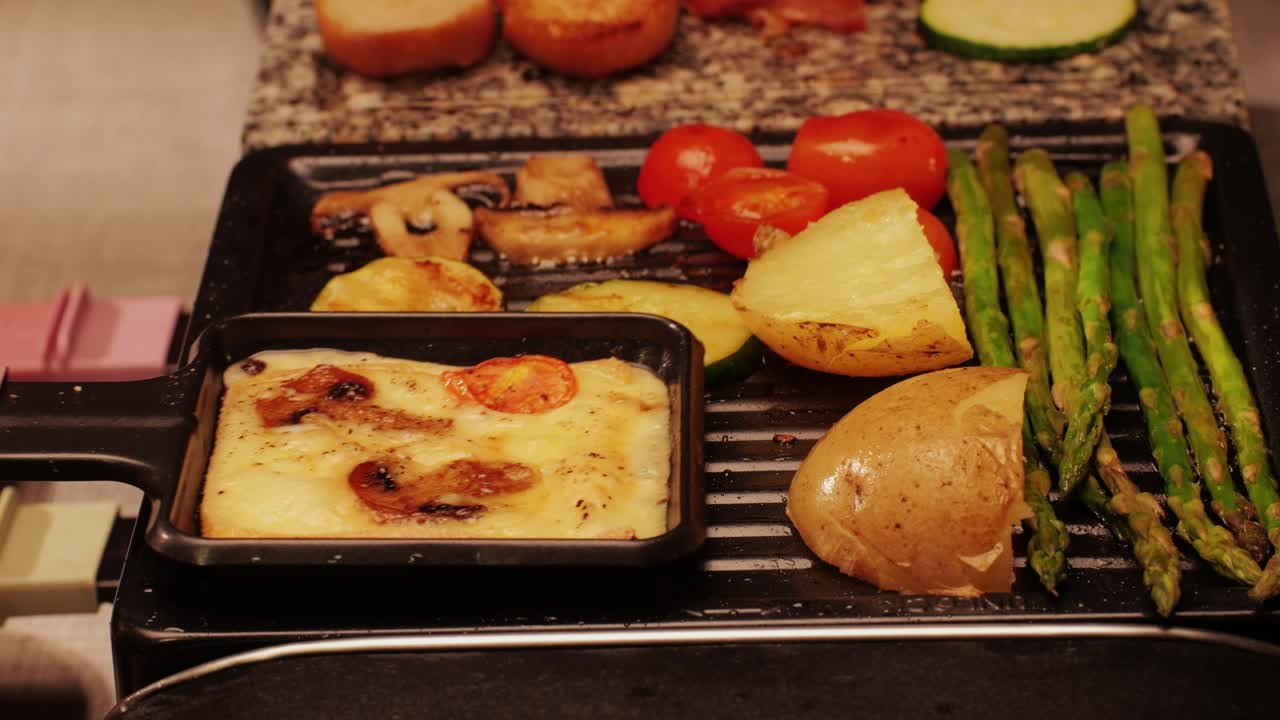 French Swiss or Spanish restaurant with traditional tapas food, Spanish cuisine, delicious tapas and cheese plate, bruschetta with cheese, olives dry tomatoes and tasty sandwich bar appetizer, buffet