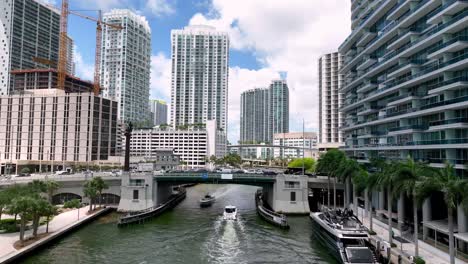 boats along the miami river in miami florida