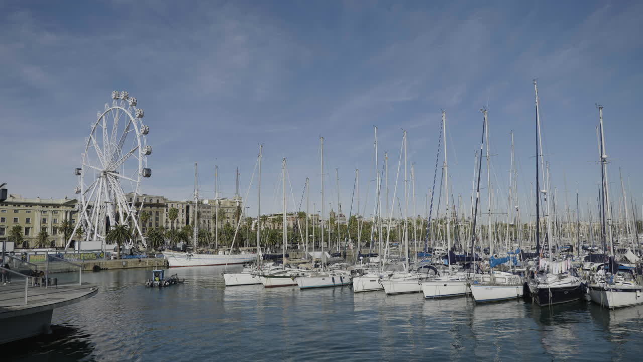 Barcelona Port with Ferris Wheel