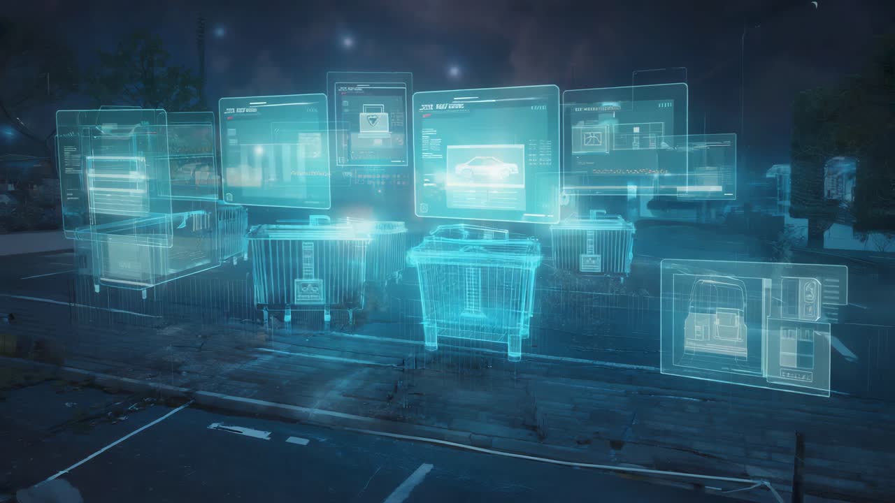 Futuristic Holographic Interface on City Street