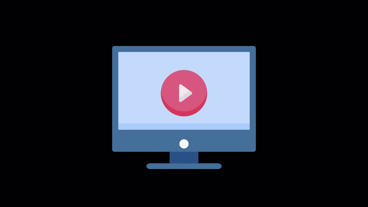 Animated Computer Monitor with Play Button Icon