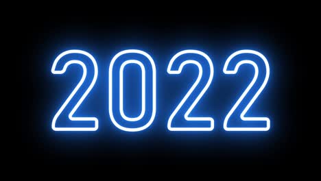 animación de neón de los números 2022.