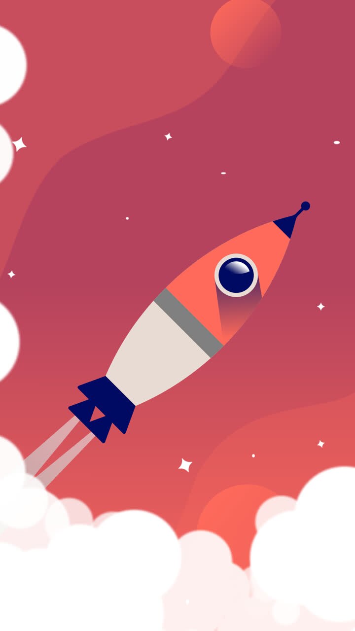 Motion Graphic of Modern rocket composition with flat design
