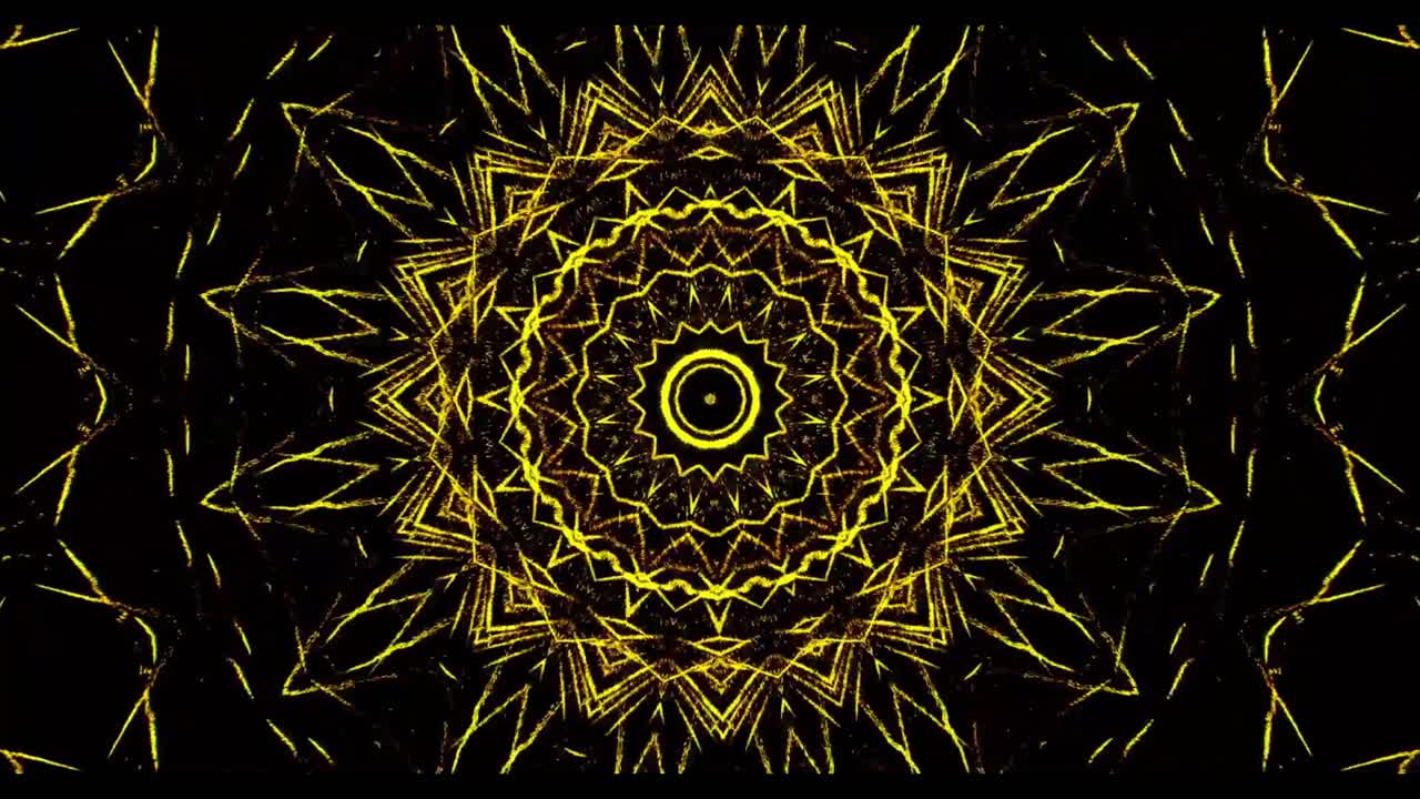 Motivo caleidoscopico a mandala dinamico giallo e oro