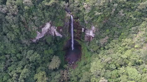 4k aerial scene of untouched waterfall in south of brazil