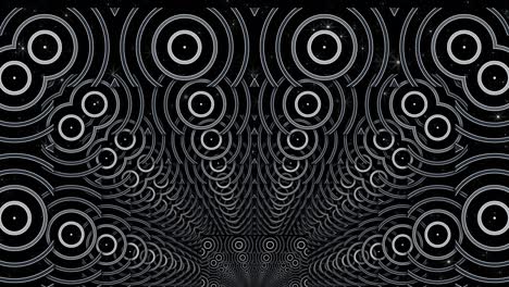 una escena con muchos círculos. una abstracción de perspectiva con la ilusión de profundidad. videoarte de concierto.
