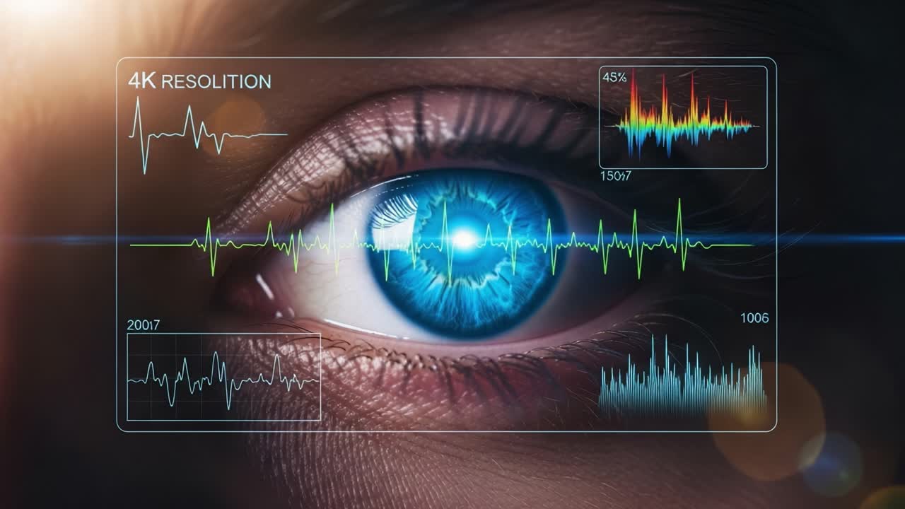 An Intricate Glimpse into the Pulse of Life: A Close-Up of an Eye Analyzed with Advanced Data Visualization and Spectroscopy Techniques