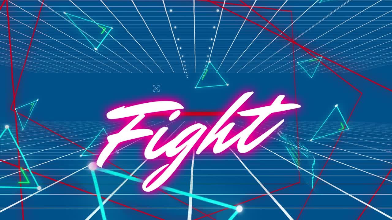 Animation of fight in blue space with lines and triangles