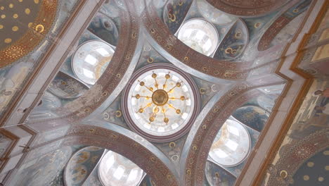 ornate church interior ceiling with frescoes